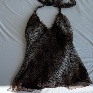 Insane Y2K ECI Brown Leopard Print Halter Top